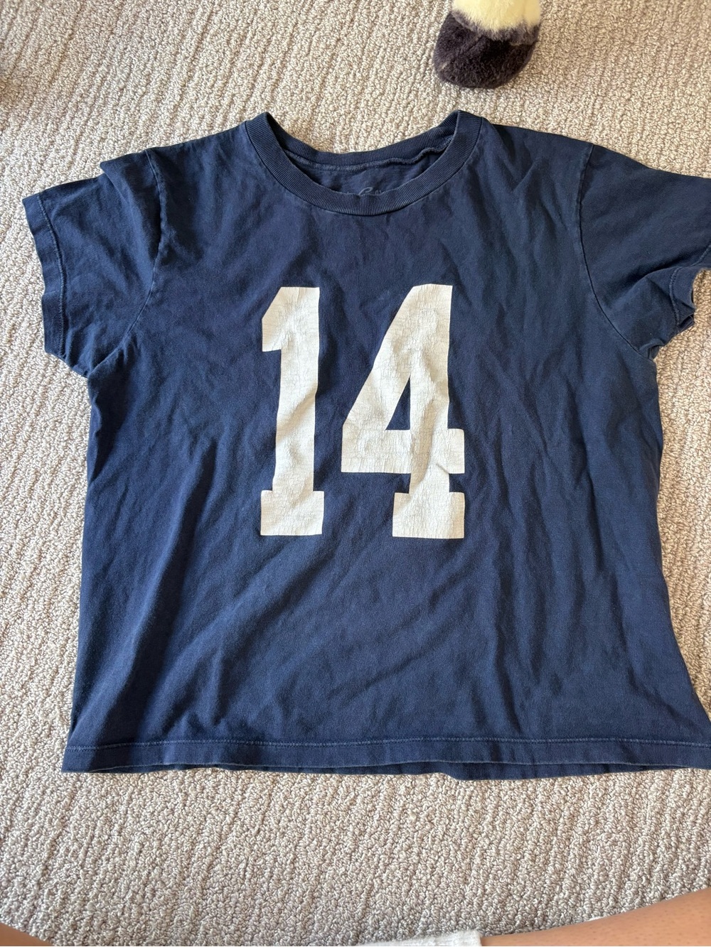 Brandy Melville Navy Short Sleeve Tee with White '14' Front Graphic